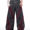 Gray retro three-dimensional keel casual rayon sports pants on a hanger