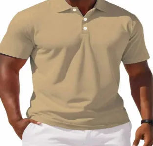 Men's slim fit short sleeve button shirt in a solid colour, showing front button closure.