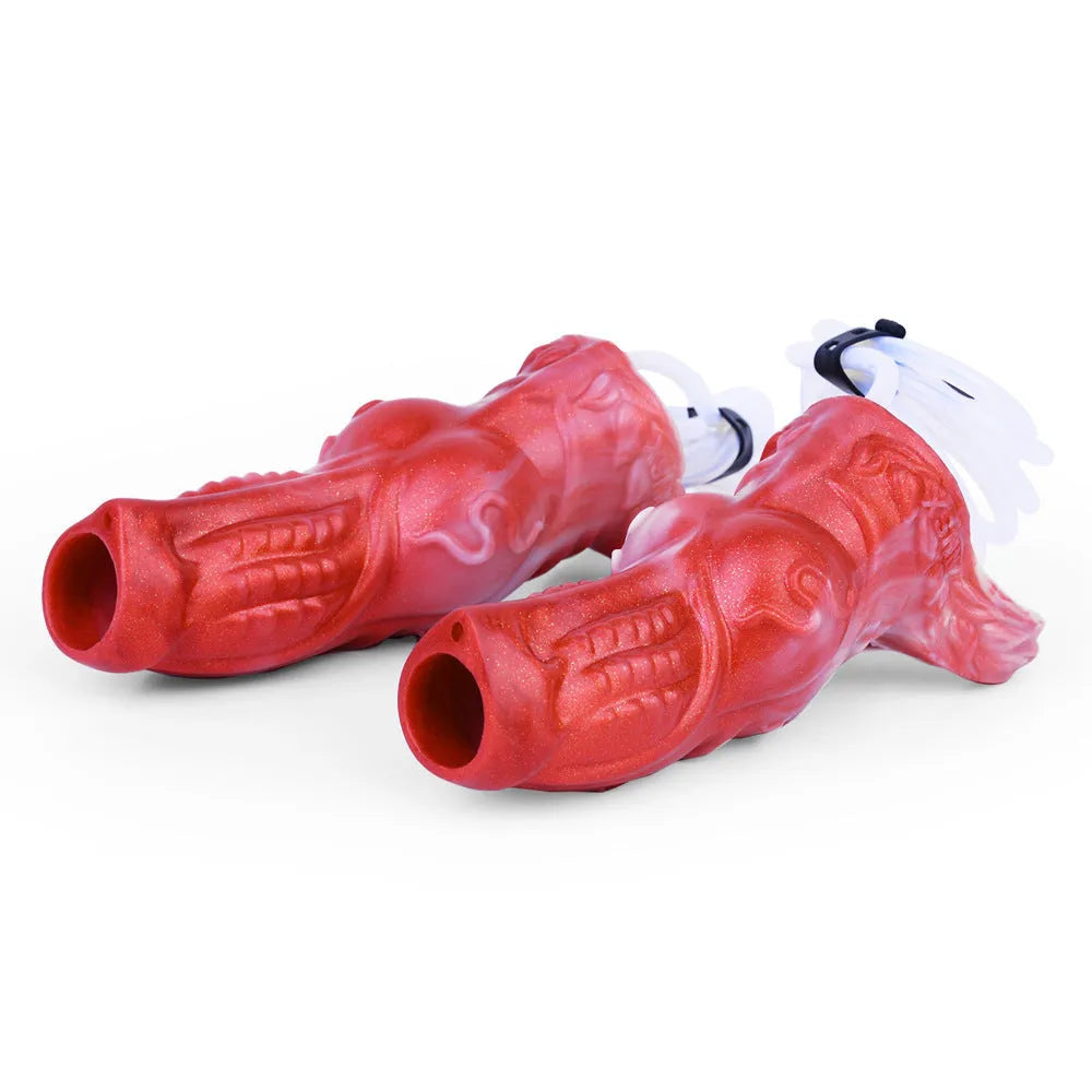 Silicone exotic condom toy with water spray control syringe in M and L sizes