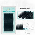 Women's soft velvet false eyelashes showing curl variations from 0.05CC to 0.2CC and length options from 7mm to 15mm