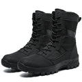 Men's black and camouflage high-top Martin boots with mesh upper and totem design in sizes 39-46