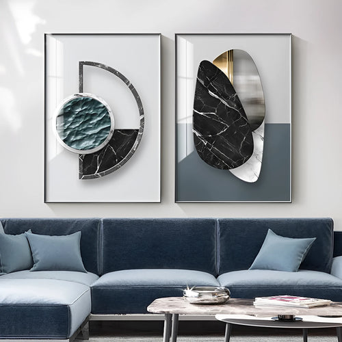 Abstract geometric pattern canvas painting wall art in modern style
