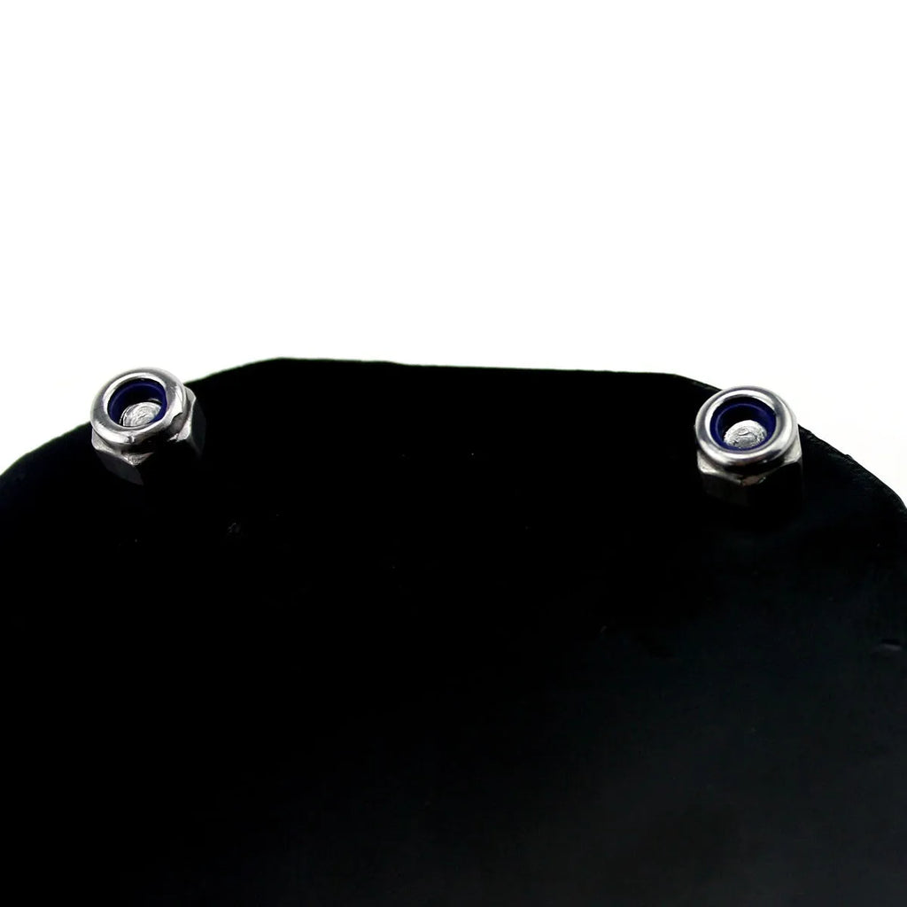 Black carbon fibre pattern motorcycle tax seal with six-corner screw