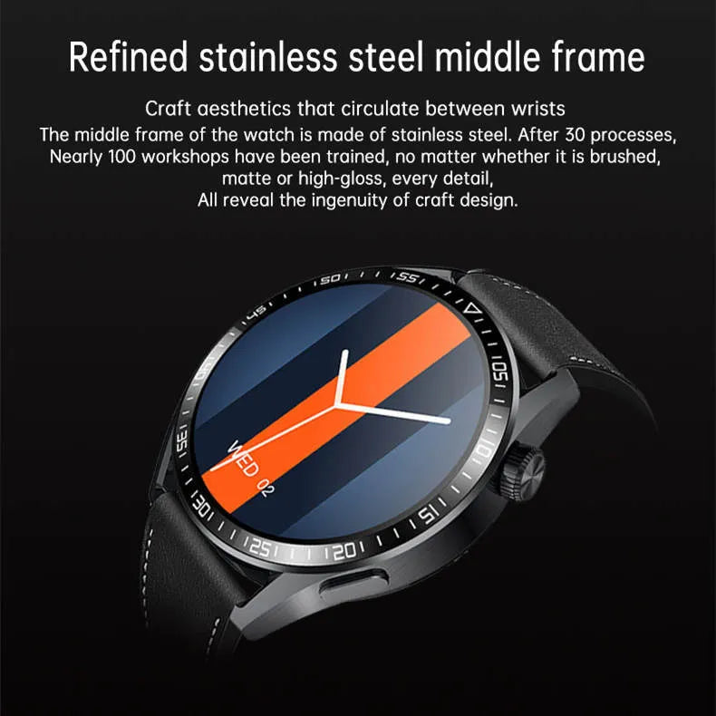 Black or silver GS3 Max smartwatch with 1.35-inch screen on a silicone strap, showing health stats and call interface.