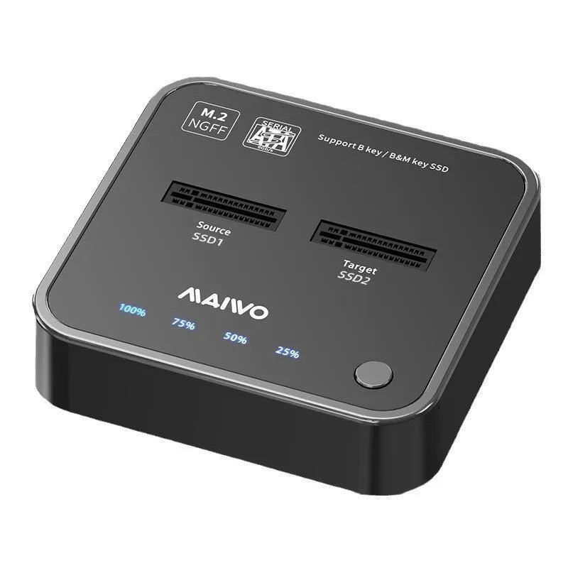 MAIWO K3016 M.2 SSD duplicator dock with USB-C cables and power adapter