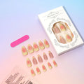 Simple fake nails set with cartoon 3D flower wear armour pieces, jelly glue, and filing strip
