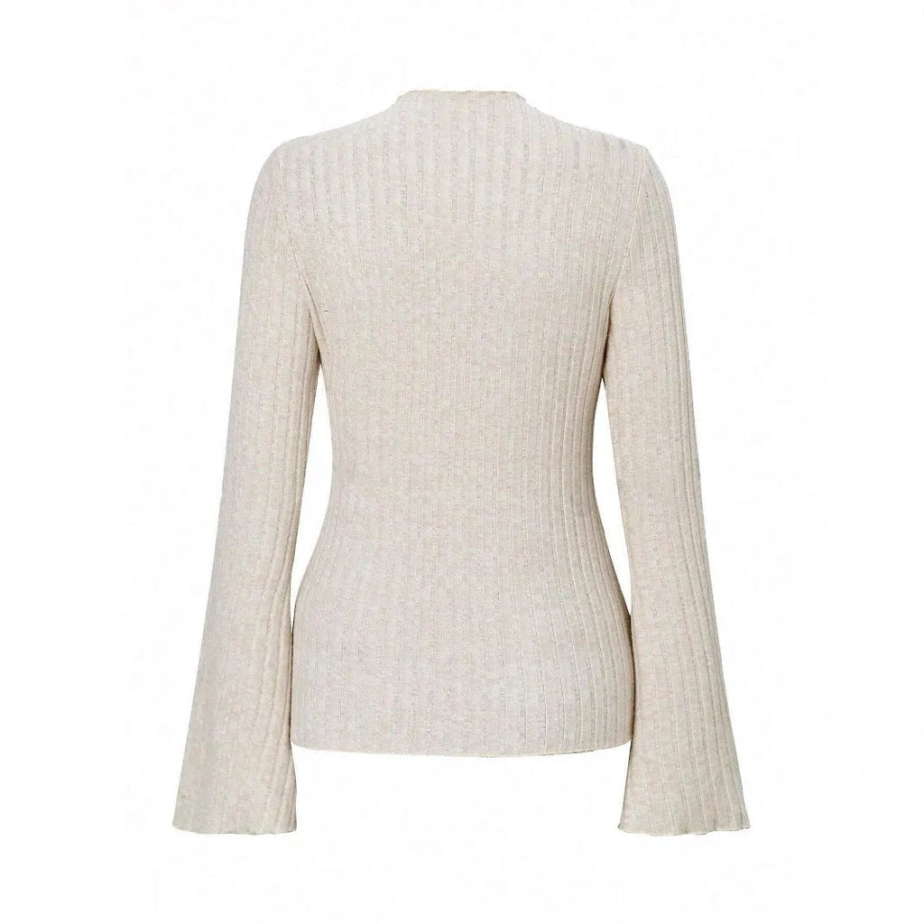 Long sleeve slim fit pullover top with lantern sleeves in black brushed polyester fabric