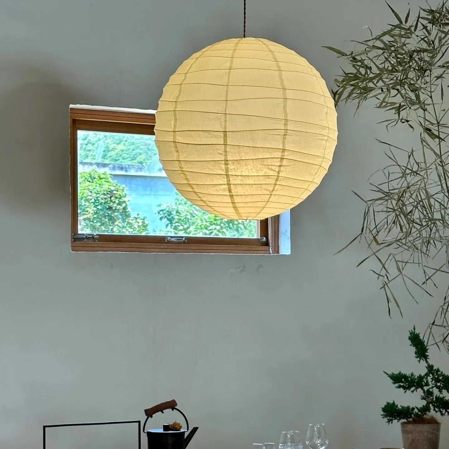 Japanese-style rice paper chandelier in three diameter sizes for living room and bedroom lighting