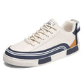 Men's breathable canvas shoes with section mesh design in beige, white and green colour options