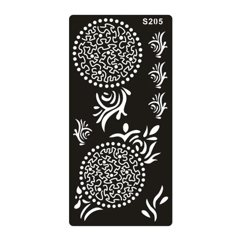 Geometric hollow tattoo template stickers on water transfer paper in multiple colours