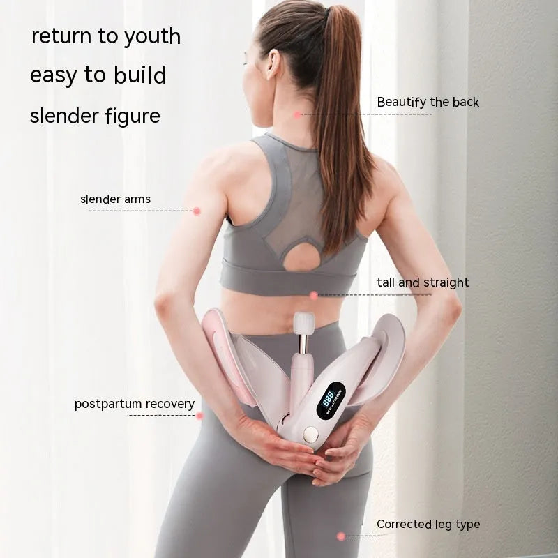 Pelvic floor muscle trainer device with counter in blue, grey, green, and pink colour options