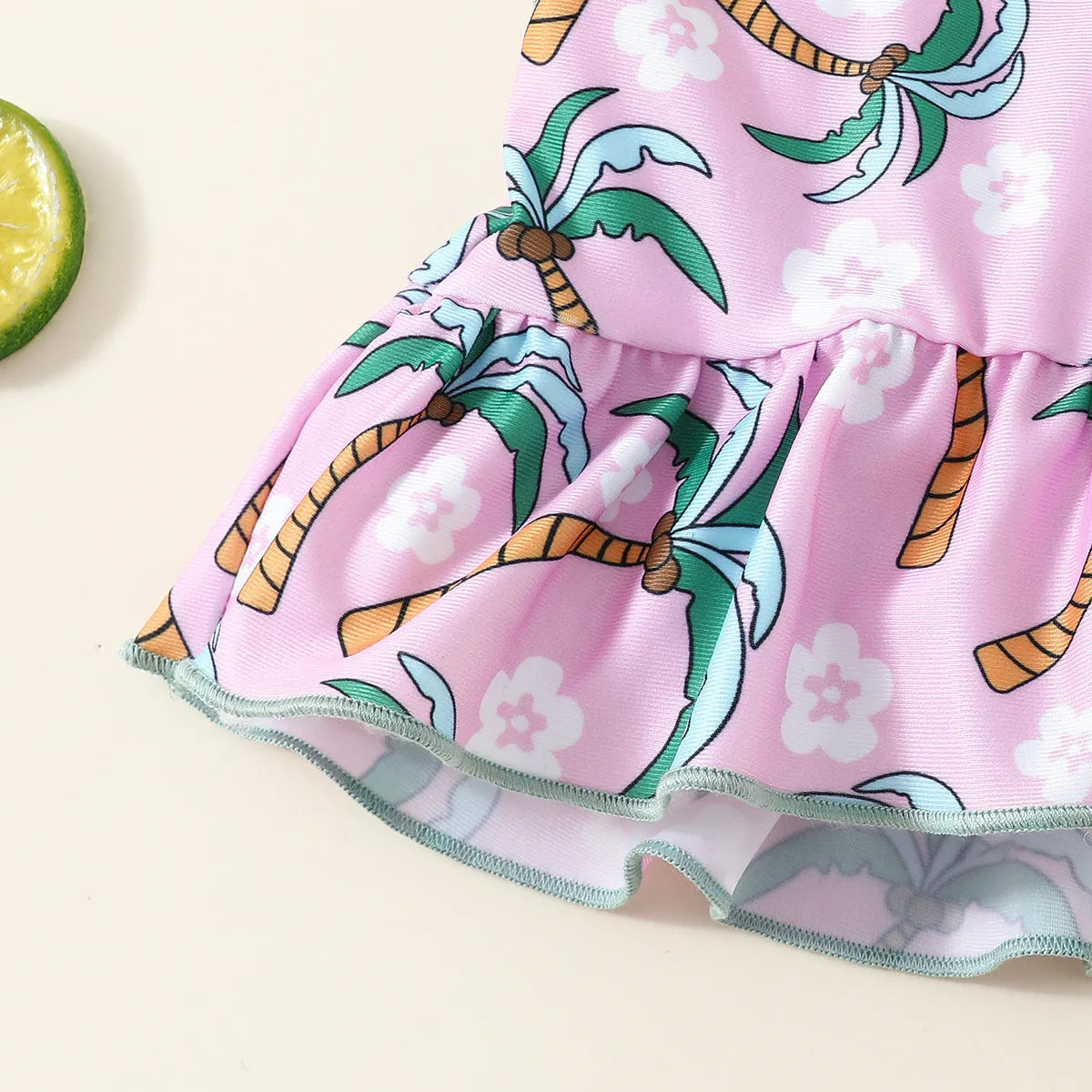 White children's two-piece swimsuit set with top and beach shorts