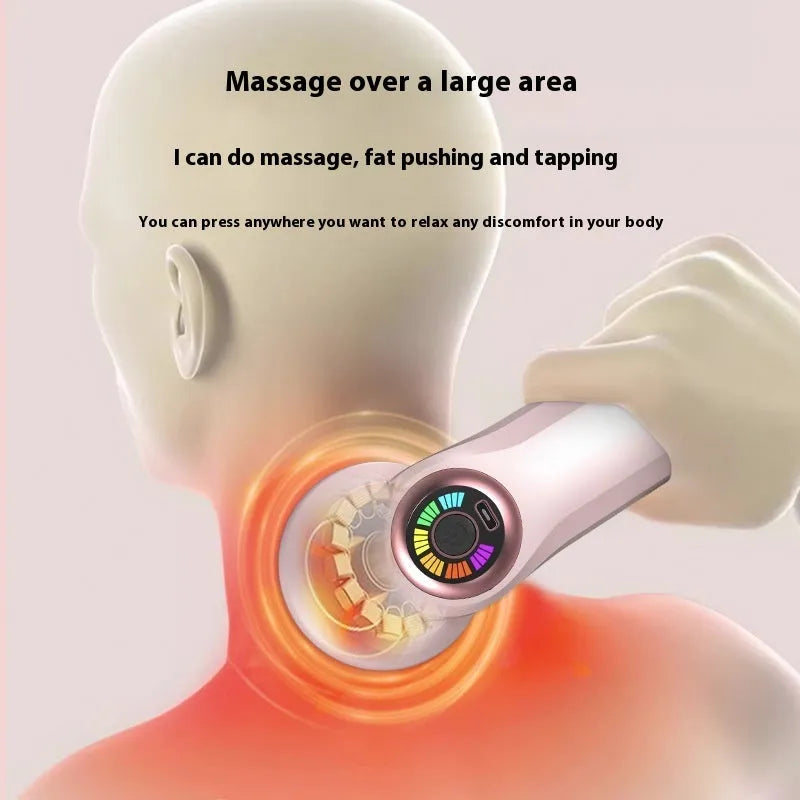 Handheld USB electric massager device in pink, white or black colours for spine and back massage