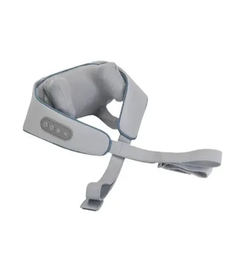 Creamy white rechargeable shoulder and neck kneading massager with infrared physiotherapy
