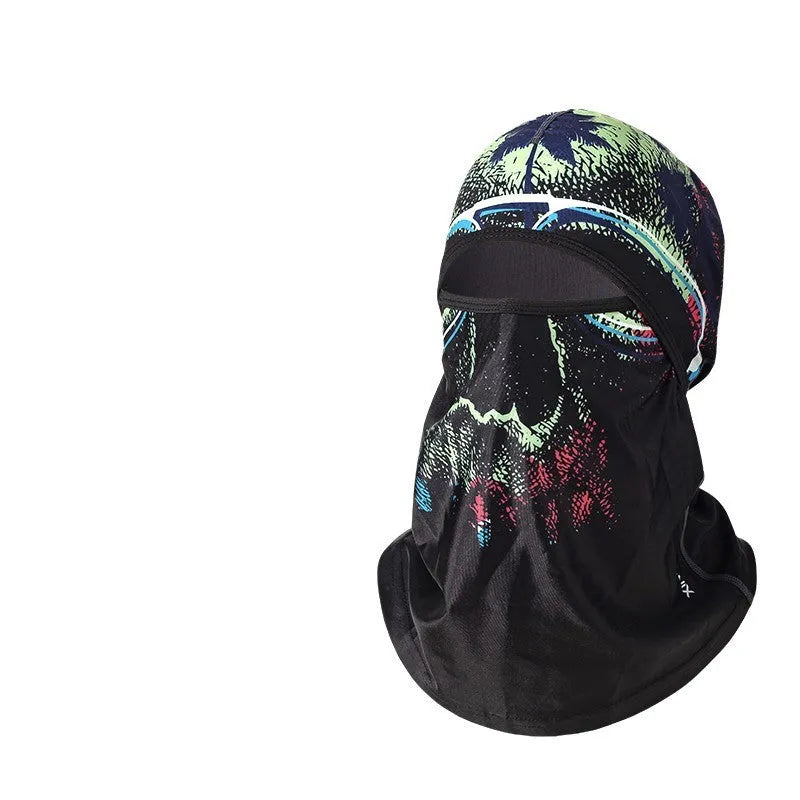 Motorcycle riding head cover and matching gloves set in cotton material, dome style design for helmet wear
