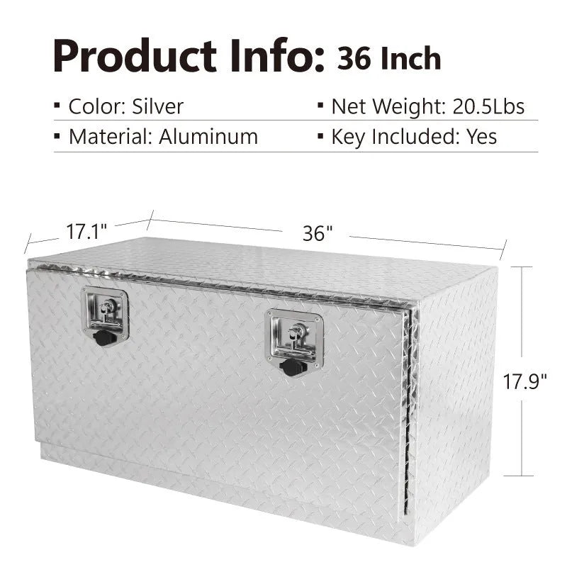 26-inch black aluminium alloy toolbox with T-casting construction