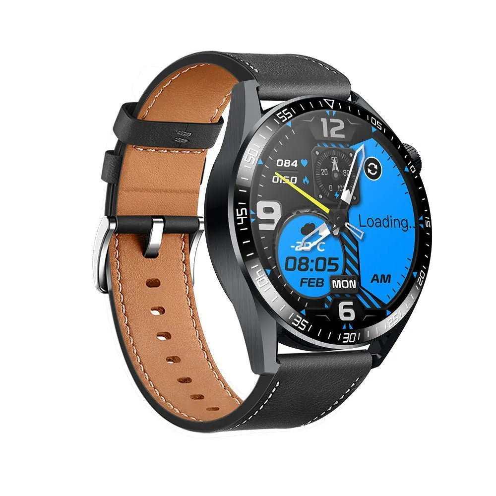 Black or silver GS3 Max smartwatch with 1.35-inch screen on a silicone strap, showing health stats and call interface.