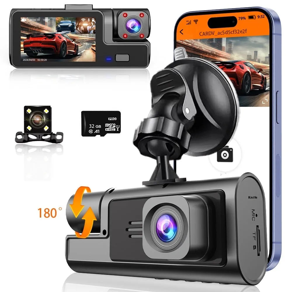 WiFi-enabled driving recorder with 2.0 inch screen showing reversing image display