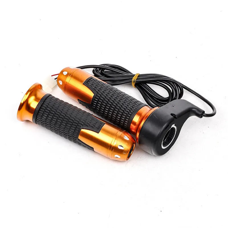 Three-speed rotating electric scooter handle with speaker and 3-wire plug in gold red silver and black plastic