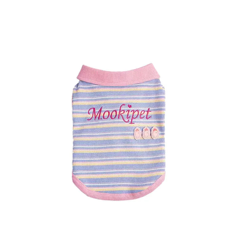 Pink purple autumn vest for a small dog on a mannequin, showing lightweight design.