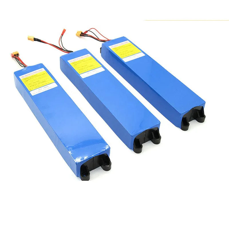 36V lithium battery pack for electric scooters showing capacity options 6.6A, 7.8A, and 10.4A