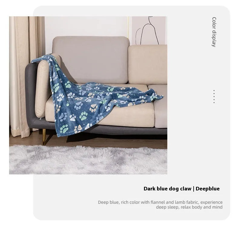 Blue Dog cartoon pattern double-sided thickened pet blanket for dogs.