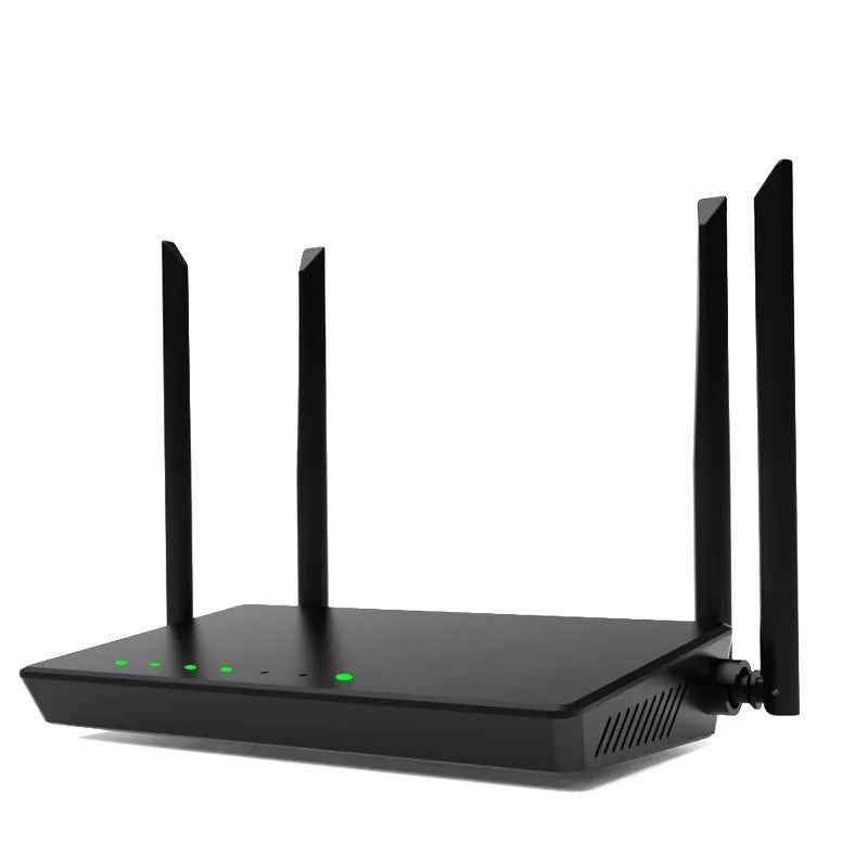 Portable 300 metre home WiFi router with metal chassis showing network ports