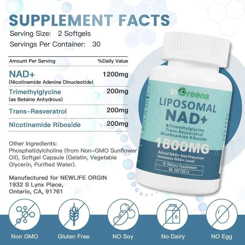 Nicotinamide mononucleotide NMN gel capsule supplement bottle with 60 or 120 piece packaging options