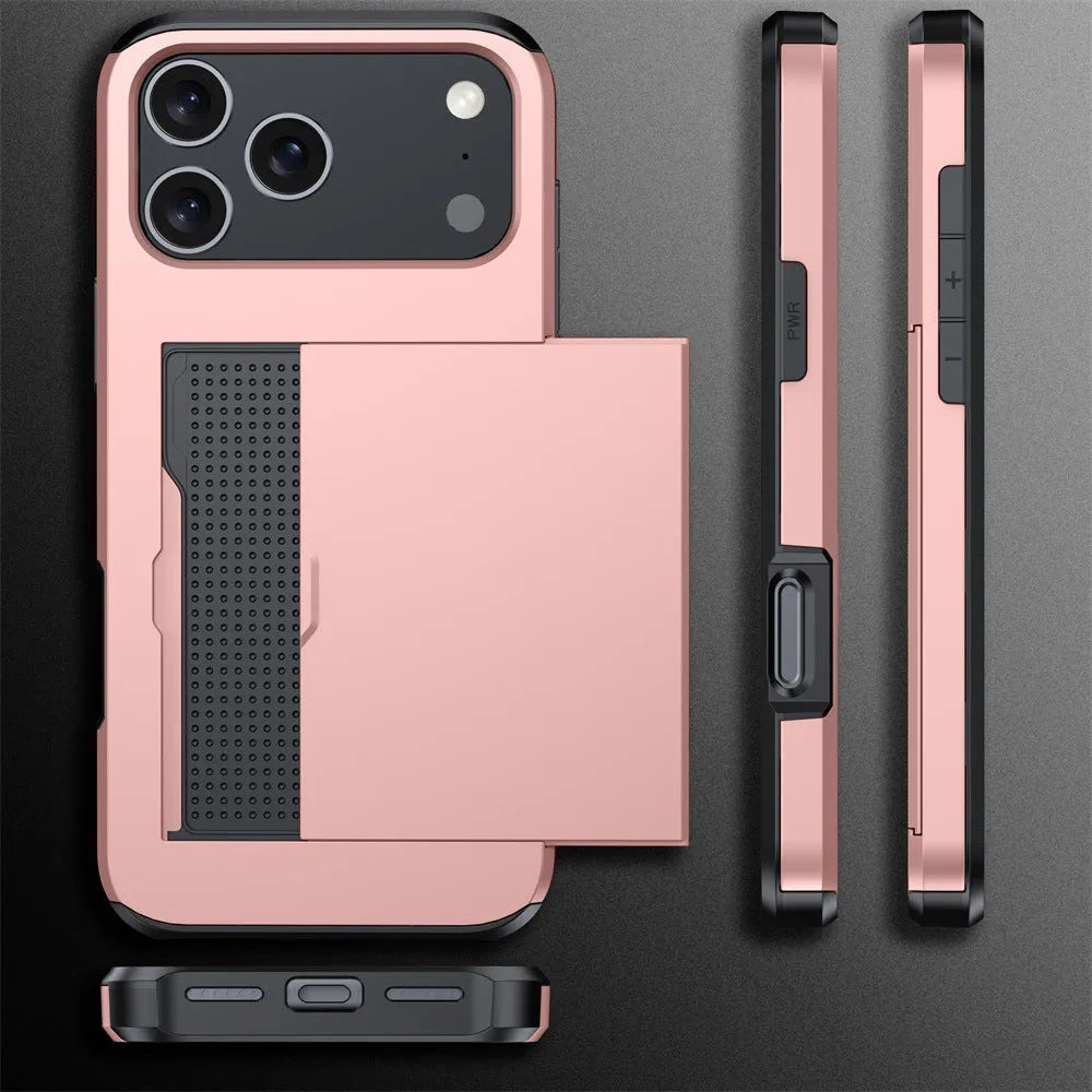 Sliding cover iPhone case with card slot, TPU PC drop-resistant cover in six colours