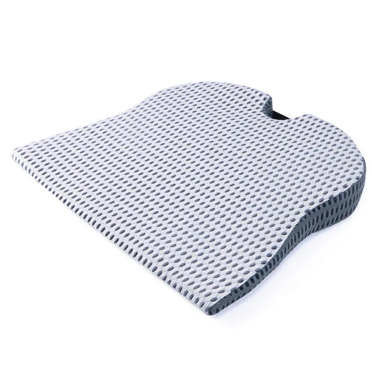 Memory foam car cushion with fixed strap on office chair in milky white colour