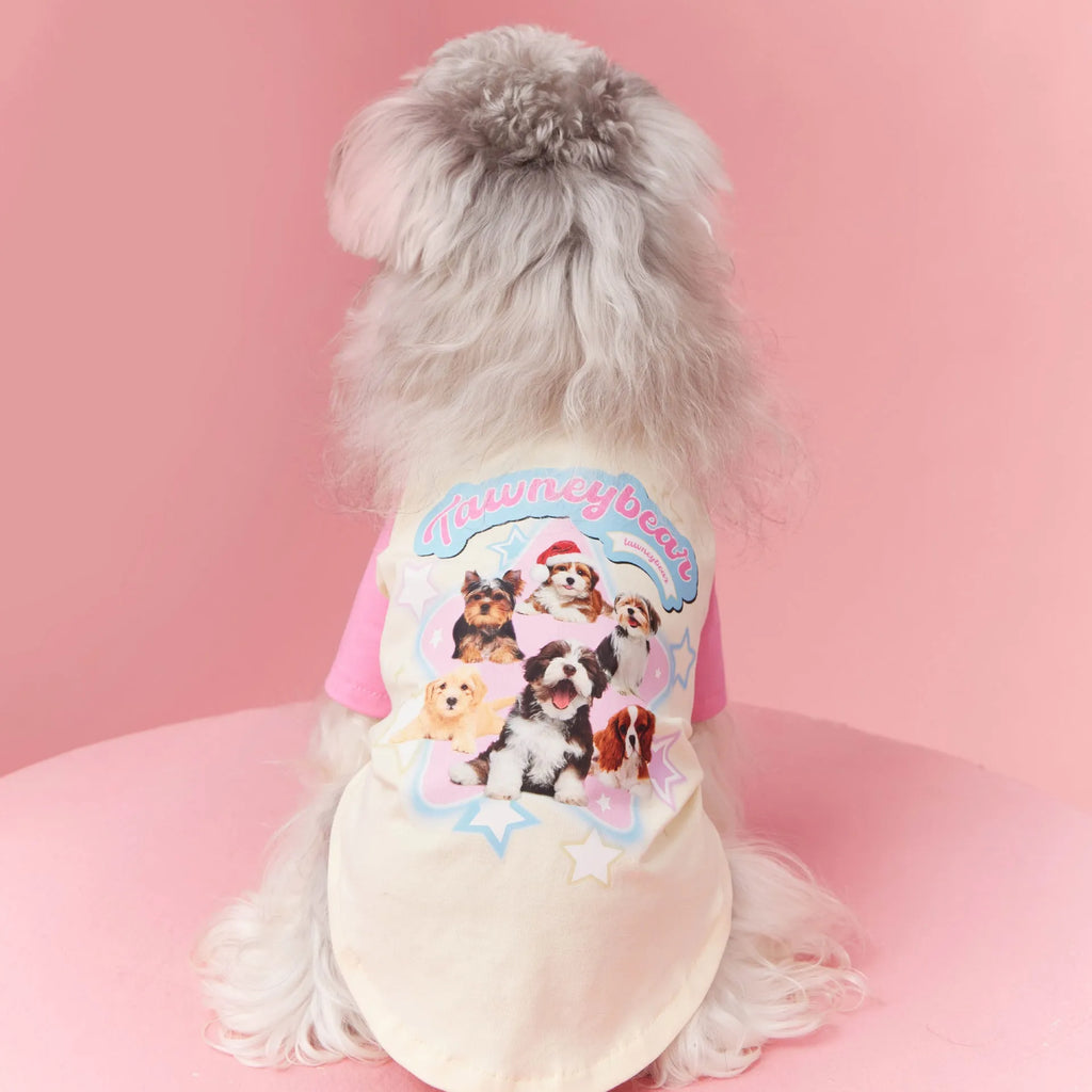 Cotton dog summer clothes with embroidery in red or pink colour options