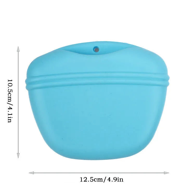 Silicone dog treat waist bag with magnetic closure and belt clip in multiple colour options