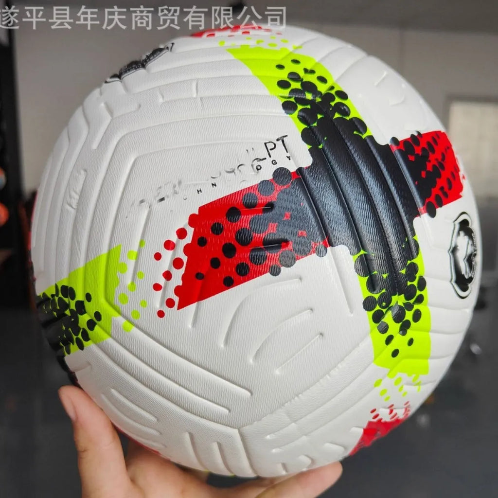 Fluorescent green size 5 football with seamless thermal bonded construction