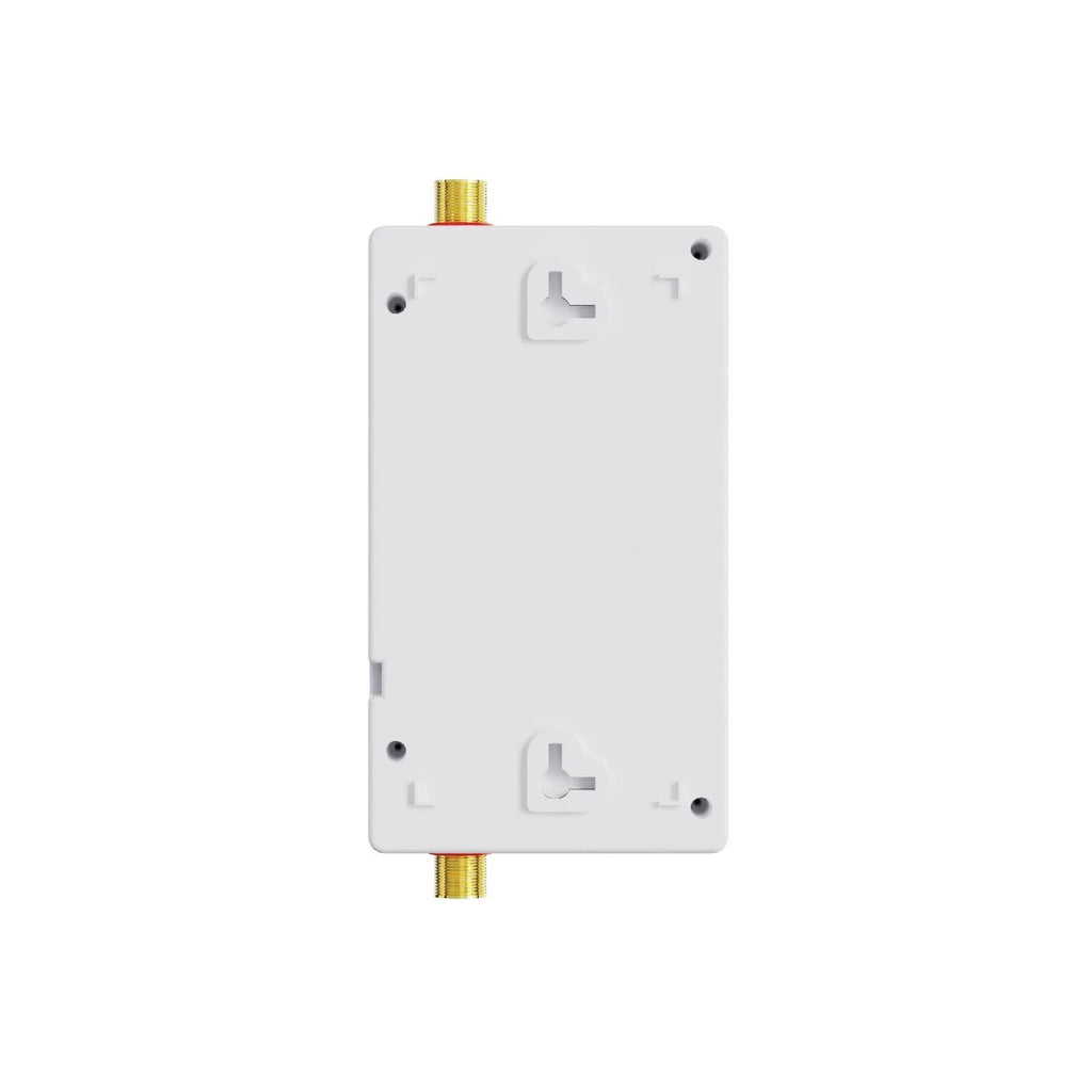 Gold household instantaneous electric water heater with LED touch screen and remote control.