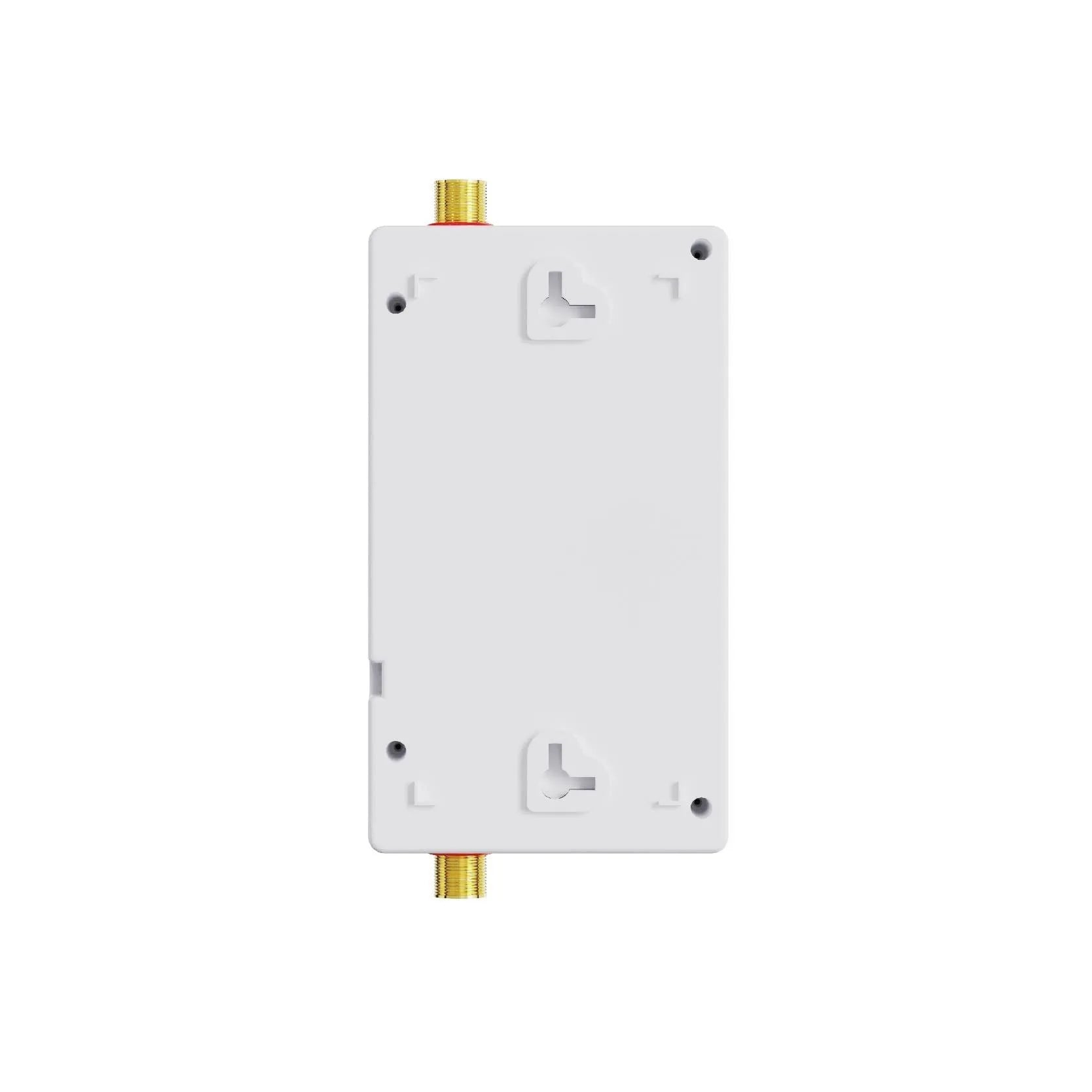 Gold household instantaneous electric water heater with LED touch screen and remote control.