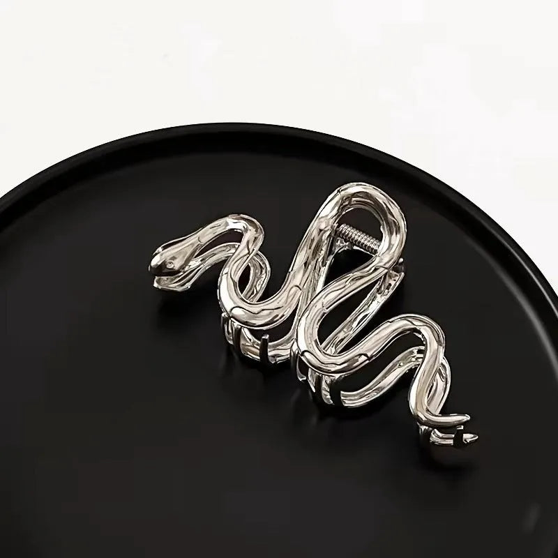 Slytherin serpentine snake metal hair clip barrettes 10.5cm silver gun black Harry Potter accessory