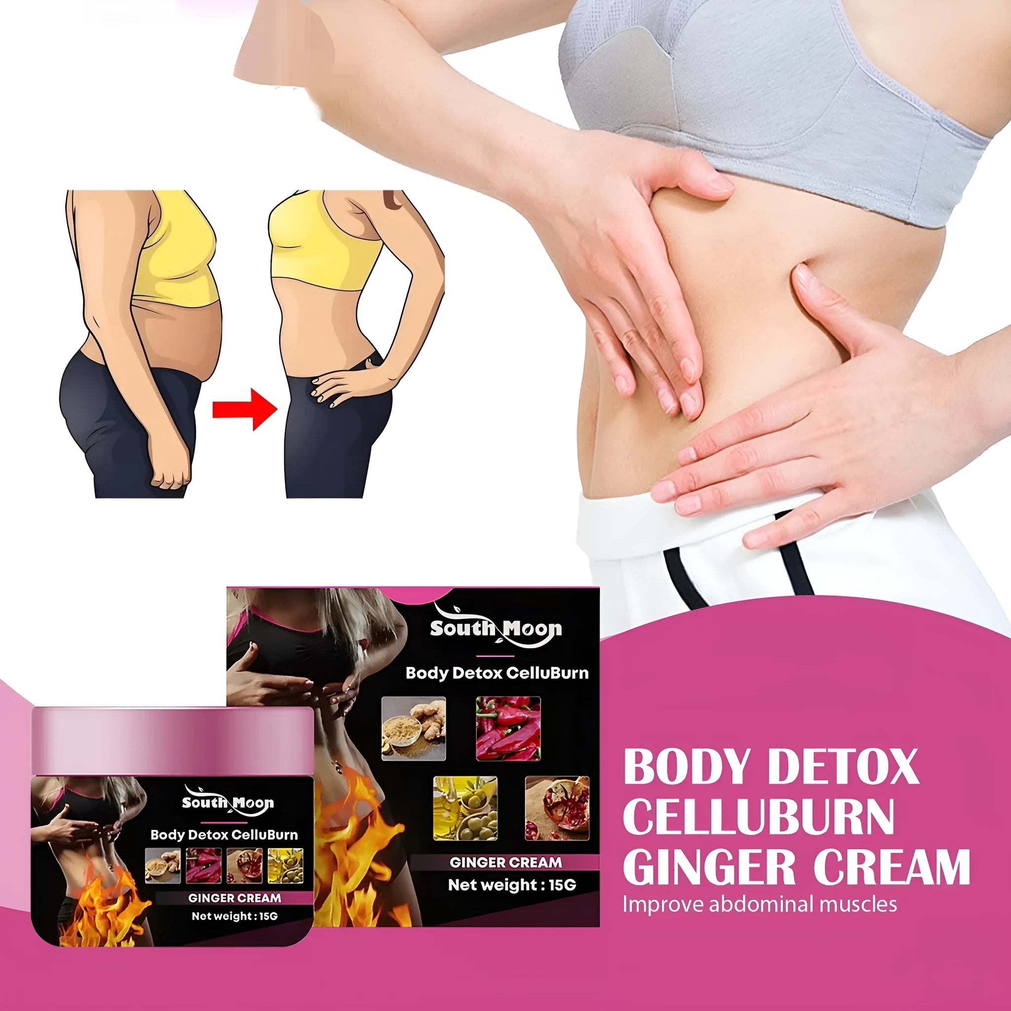 15g ginger body thigh slimming shaping tightening cream with olive oil and hyaluronic acid