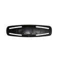 Black nylon seat belt clip for vehicle child safety seats measuring 14.5cm long