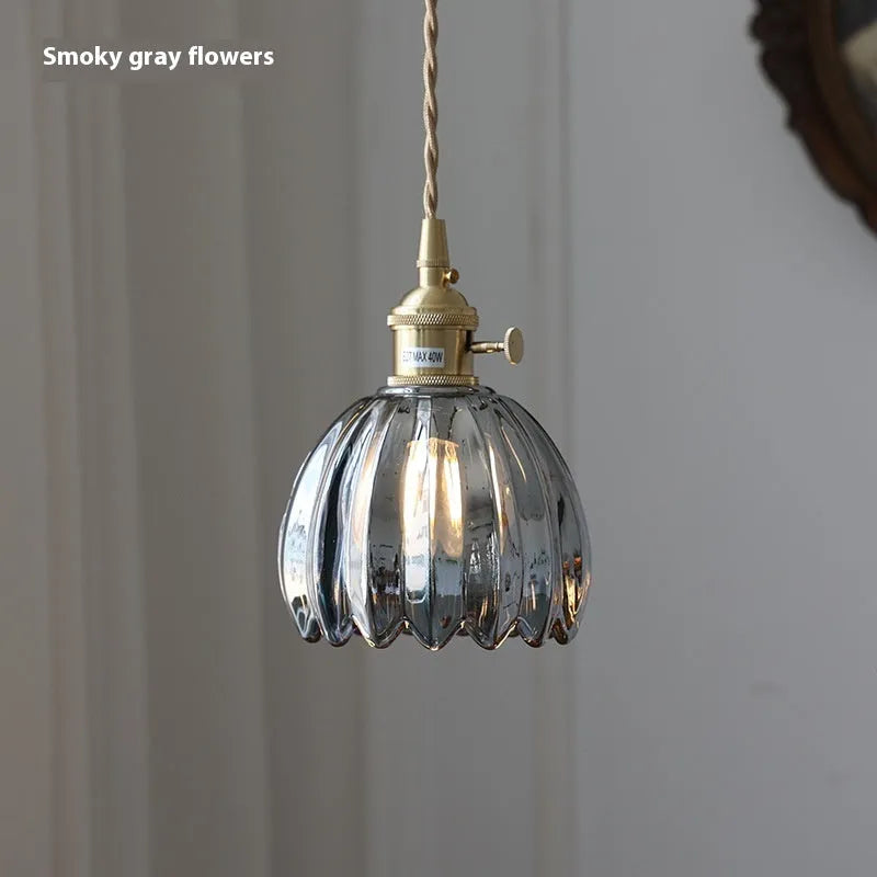 Vintage glass flower chandelier in Nordic style for bedroom ceiling installation