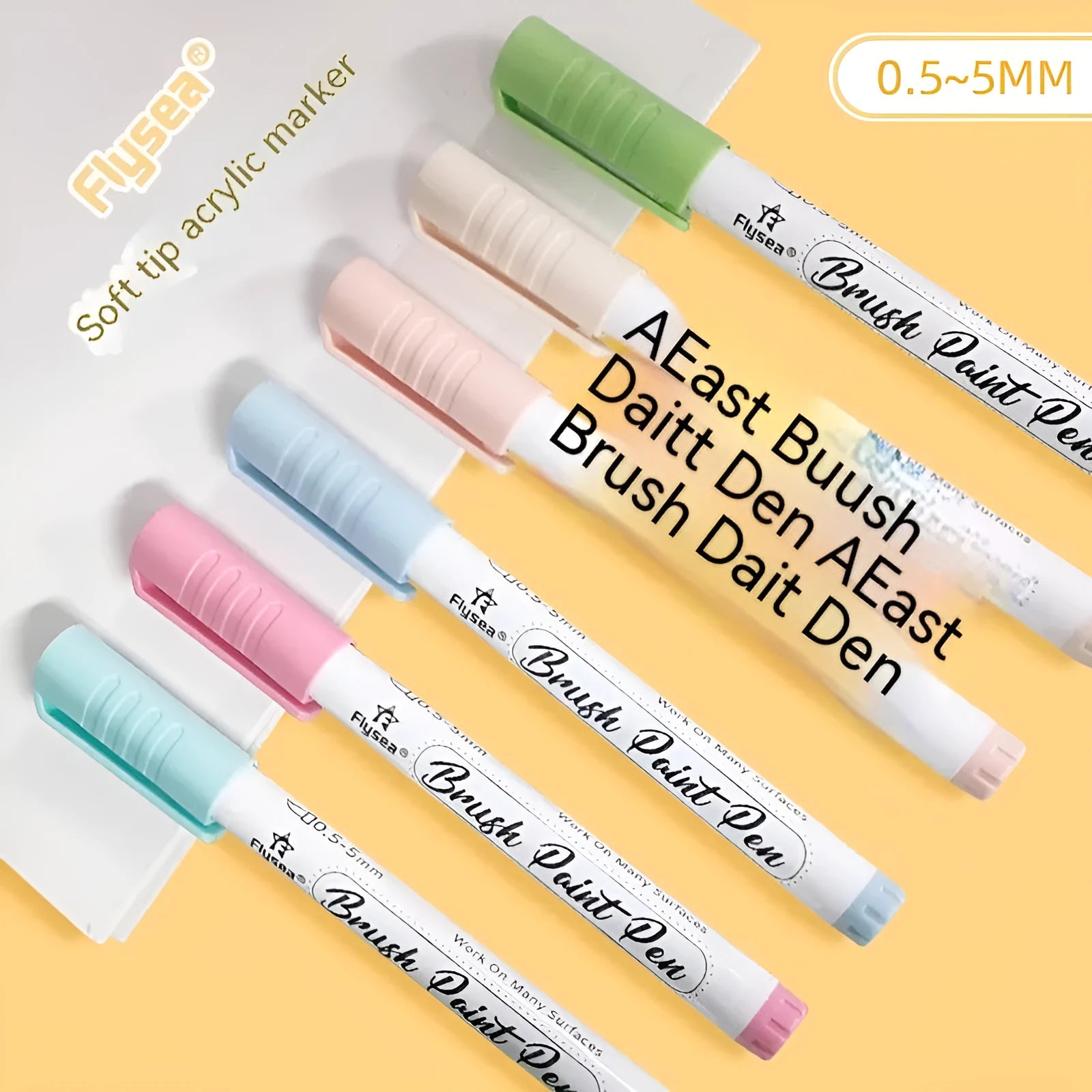 Set of soft brush tip gouache pens for hand lettering and craft projects in multiple colour options