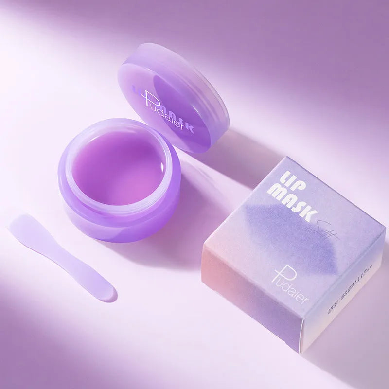 Exfoliating lip balm mask with spatula applicator for moisturising and lip treatment