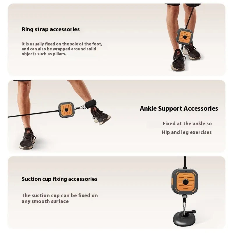 Adjustable power pump chest expander fitness equipment in vibrant orange colour on a grey background.