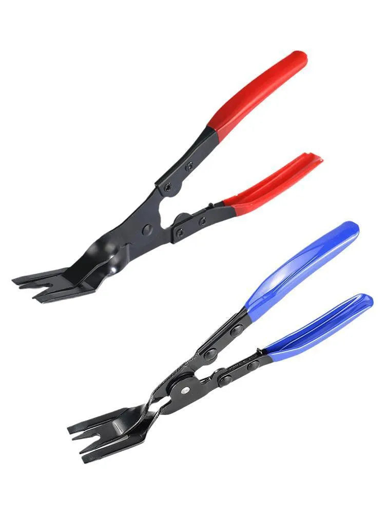 Blue steel car universal disassembly separator pliers tool for removing door panels and trim clips.