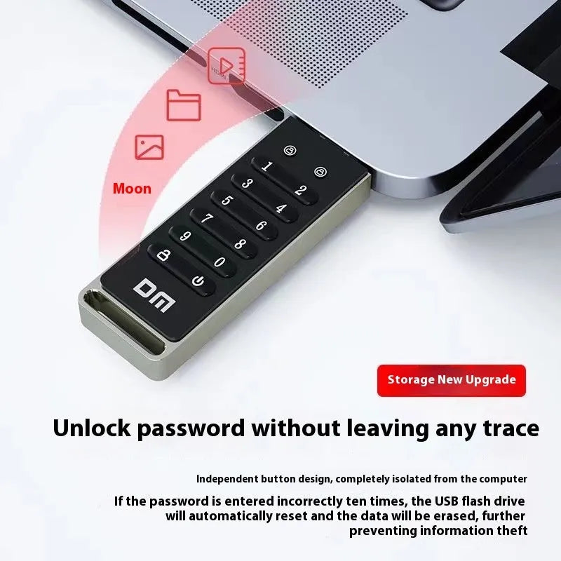Metal fingerprint encrypted USB flash drive with digital button security and USB 3.0 connector