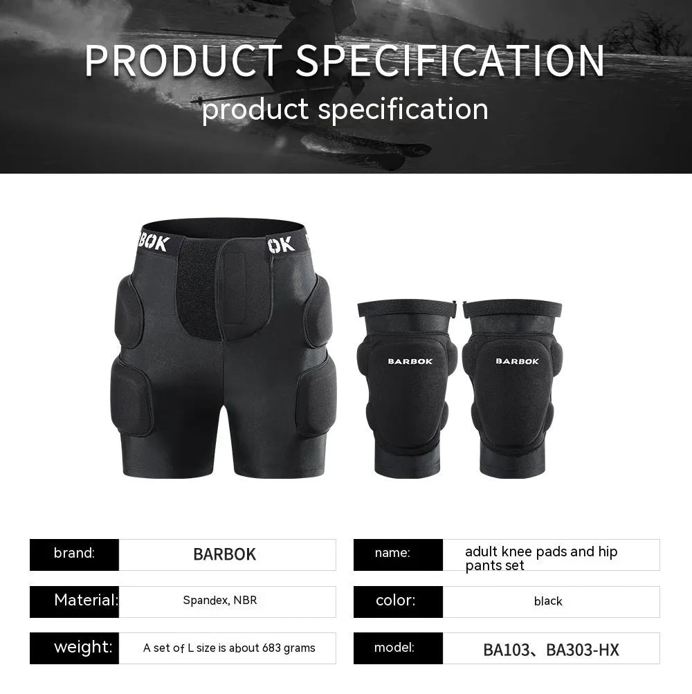 Black adult hip protection pad with NBR foam for roller skating and skateboarding safety.