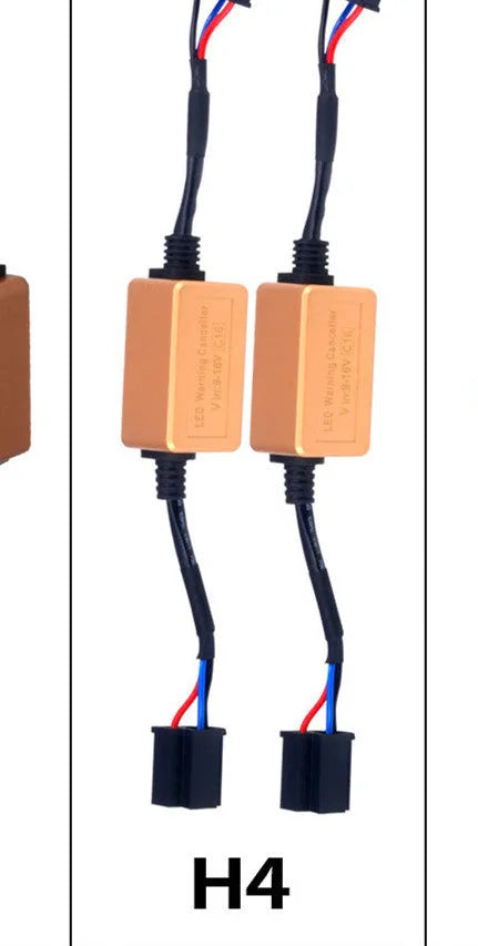 Black alloy Canbus decoder for H4 H7 H11 LED car headlights with plug connections