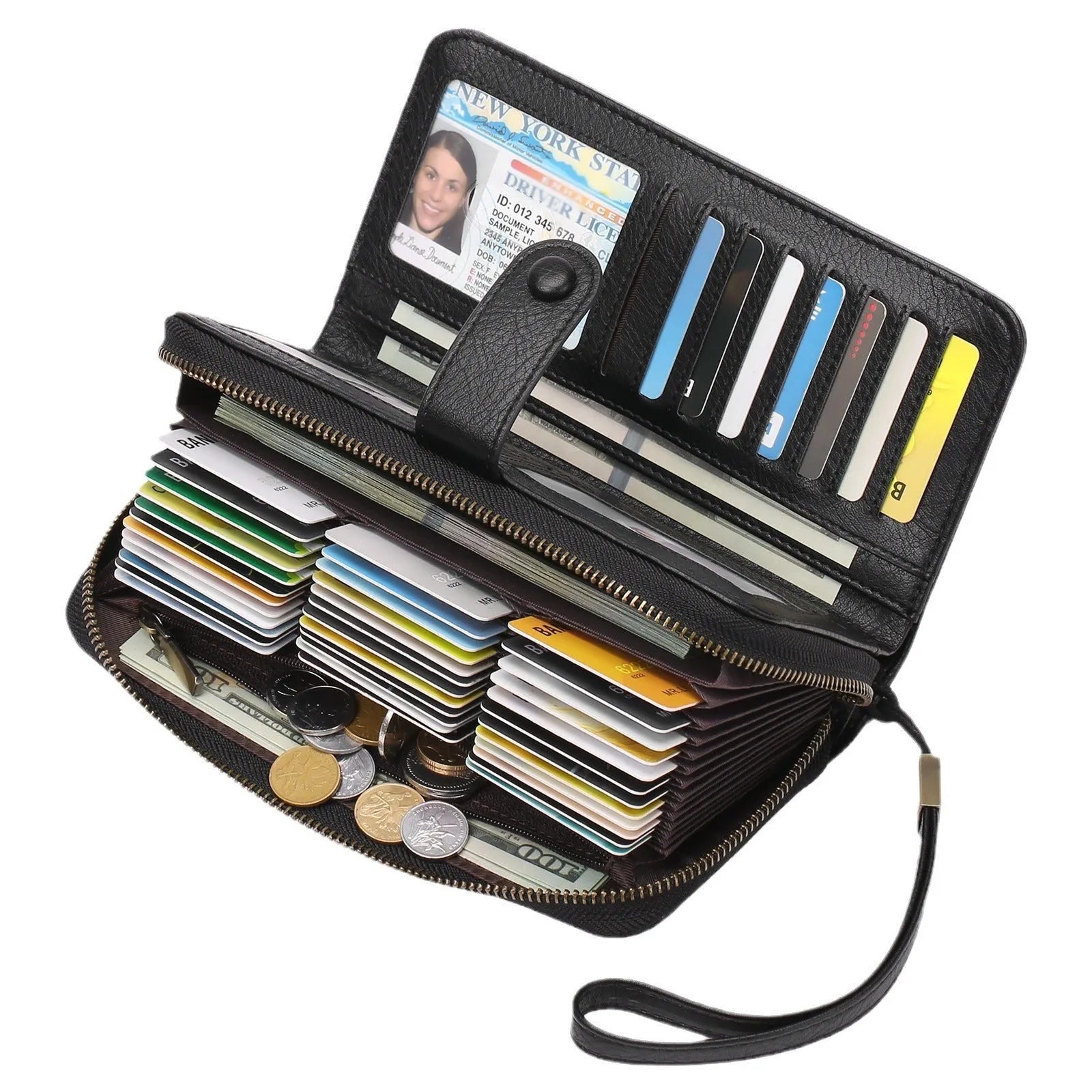 Women's expanding card holder wallet with RFID protection in multiple colour options showing interior compartments
