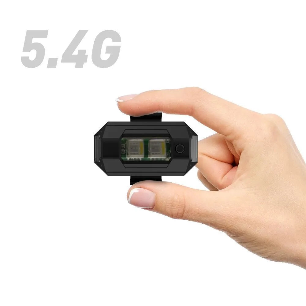 Drone signal light with RGB LED showing multiple colours, Type-C cable, and mounting tape