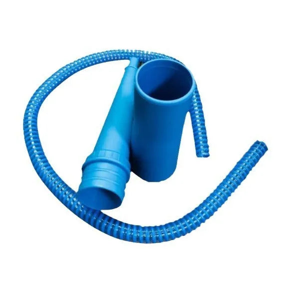 Blue vacuum cleaner suction pipe with round head measuring 114cm length with three bags