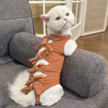 Lace-up cat sterilisation recovery suit in polyester with adjustable fastenings for post-operative wound protection